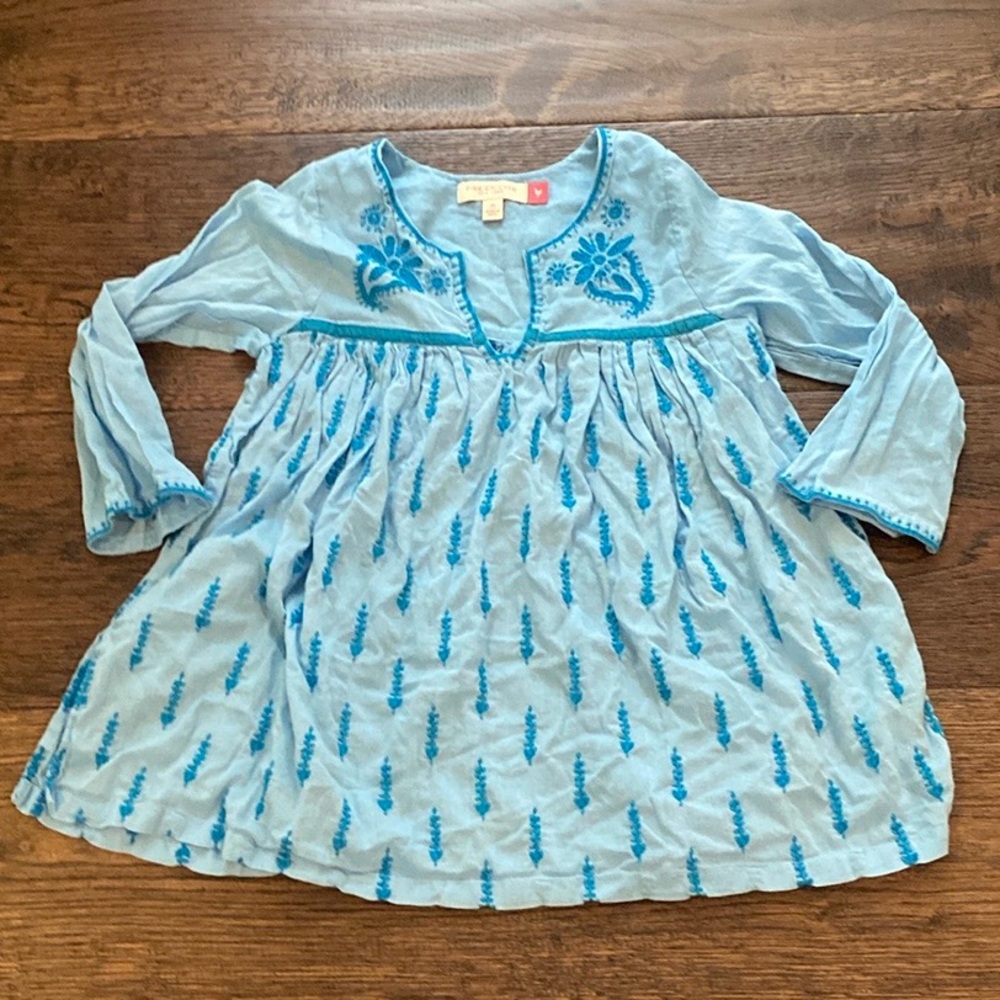 Pink Chicken Blue Embroidered Kids Swim Coverup - 4T